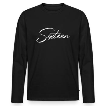 Idée cadeau 16e anniversaire Seize - T-shirt manches longues Premium bio Homme - noir - Devant - Nico (187cm)