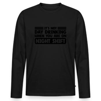 Quart de nuit sarcastique de jour - T-shirt manches longues Premium bio Homme - noir - Devant - Nico (187cm)