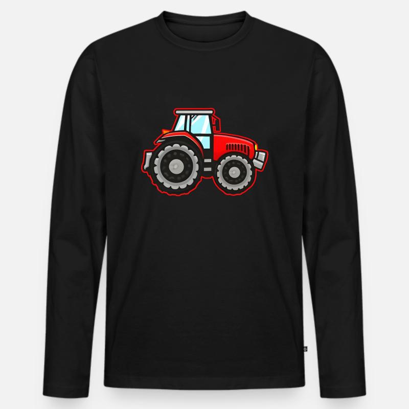 Bauers Roter Traktor - Männer Premium Bio Langarmshirt - Schwarz