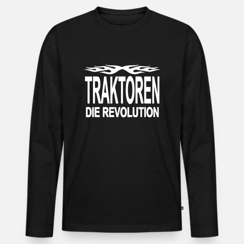 Traktor - Männer Premium Bio Langarmshirt - Schwarz