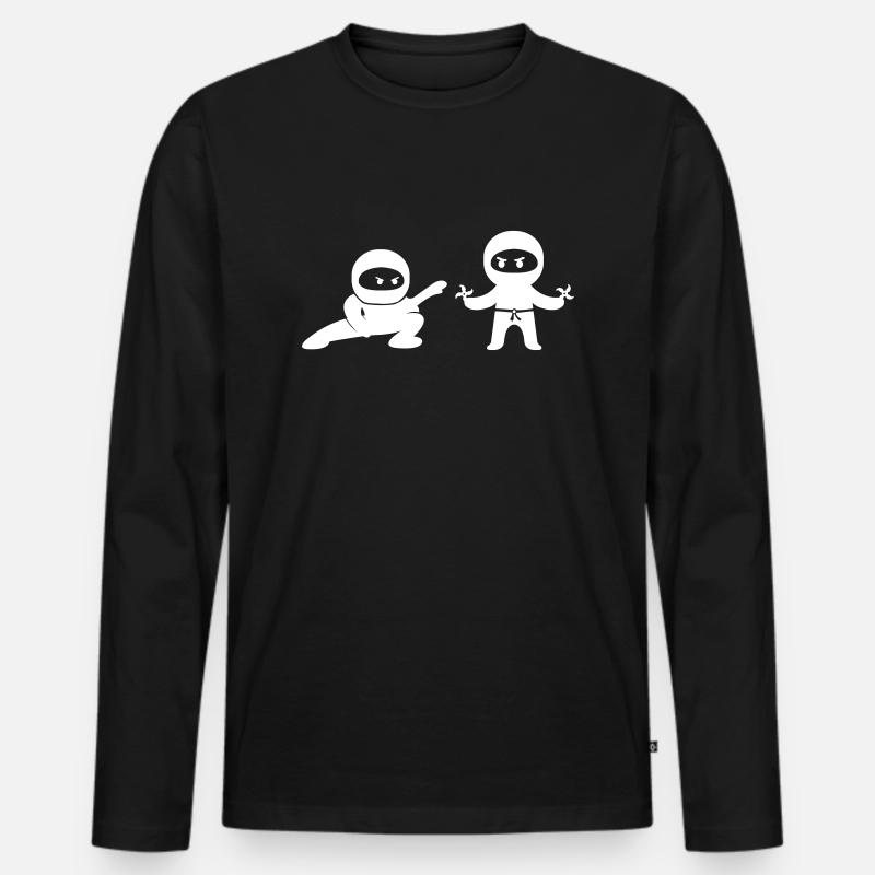 ninjas comic - Männer Premium Bio Langarmshirt - Schwarz