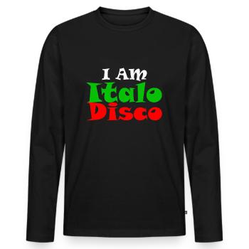 T-shirt I’m Italo Disco - T-shirt manches longues Premium bio Homme - noir - Devant - Nico (187cm)