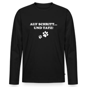 Auf Schritt Und Tatz - Männer Premium Bio Langarmshirt - Schwarz - Vorne - Nico (187cm)