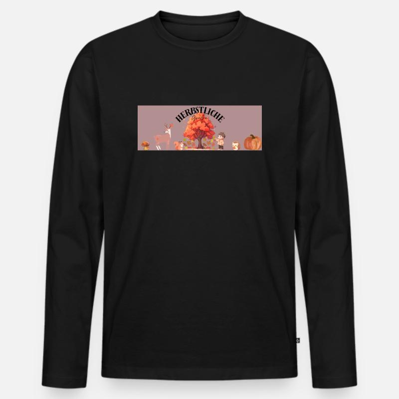 Herbstliche Grüße - Männer Premium Bio Langarmshirt - Schwarz