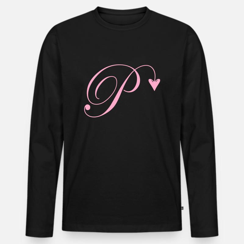Monogram P Cuore Vite - Maglia a manica lunga ecologica premium da uomo - nero