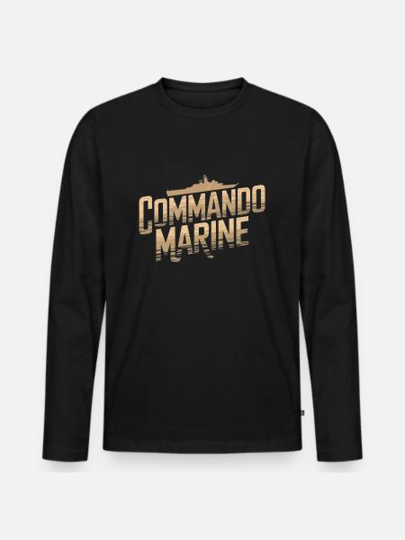 Commando Marine - T-shirt manches longues Premium bio Homme - noir