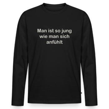 Tu es si jeune - T-shirt manches longues Premium bio Homme - noir - Devant - Nico (187cm)