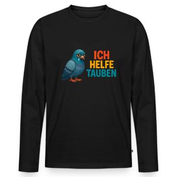 I help pigeons - Men's Premium Organic Long Sleeve Shirt - black - Front - Nico (187cm)