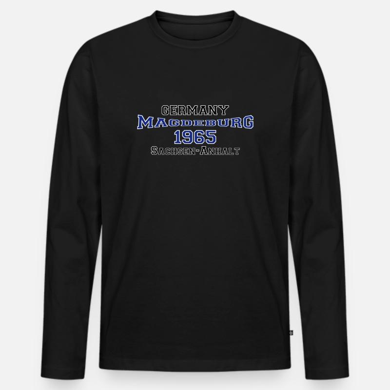 Magdeburg - Männer Premium Bio Langarmshirt - Schwarz