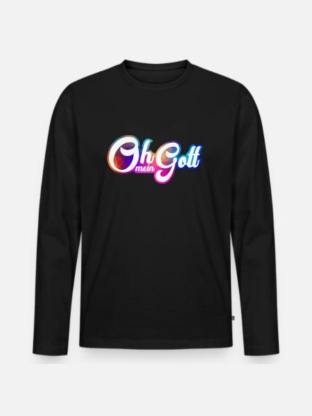 Oh mein Gott - Männer Premium Bio Langarmshirt - Schwarz