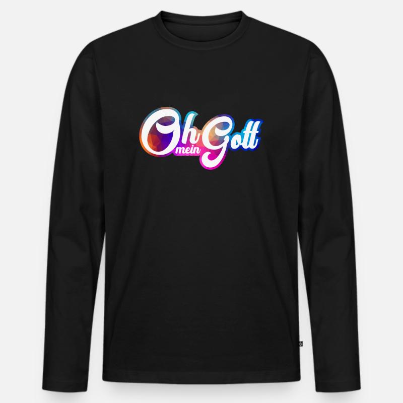 Oh mein Gott - Männer Premium Bio Langarmshirt - Schwarz