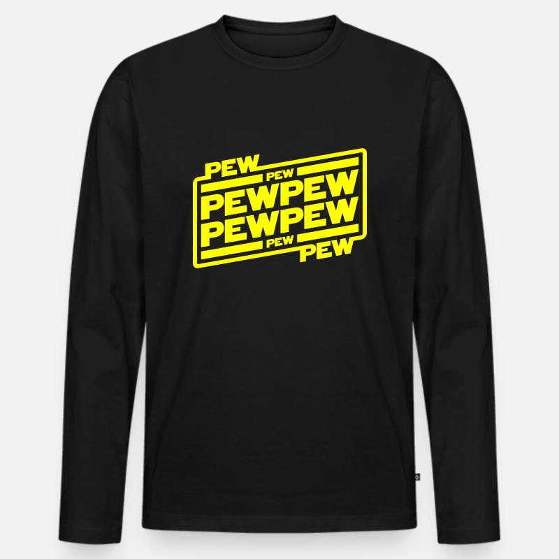 Pew Pew Pew - Männer Premium Bio Langarmshirt - Schwarz