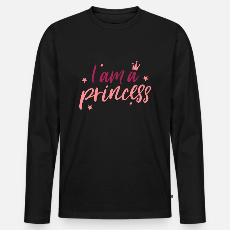 I am a princess Prinzessin - Männer Premium Bio Langarmshirt - Schwarz