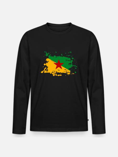 French Guiana - Men's Premium Organic Long Sleeve Shirt - black