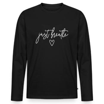 Just Breathe - Männer Premium Bio Langarmshirt - Schwarz - Vorne - Nico (187cm)
