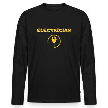 Électricien Électricien Électricien Électricien Électricité - T-shirt manches longues Premium bio Homme - noir - Devant - Nico (187cm)