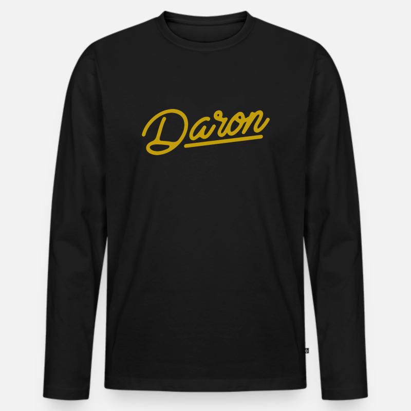 Daron (gold) - Kalligraphie - Männer Premium Bio Langarmshirt - Schwarz
