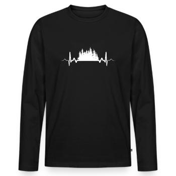 Heartbeat Forest Natural Tree - Men's Premium Organic Long Sleeve Shirt - black - Front - Nico (187cm)