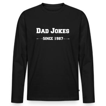 Papa Blagues depuis 1987 - T-shirt manches longues Premium bio Homme - noir - Devant - Nico (187cm)