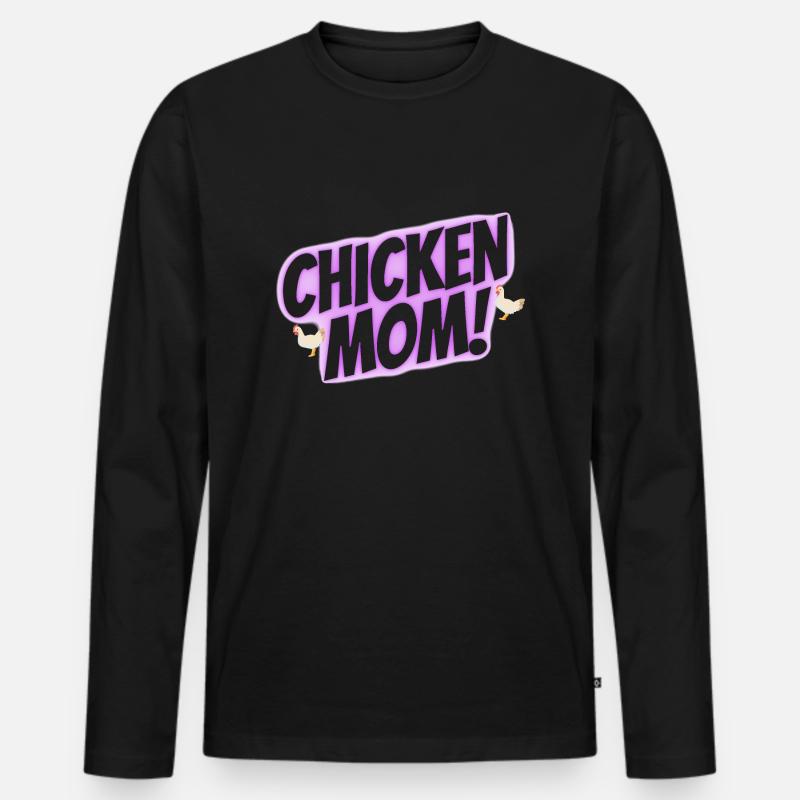 chicken mom - Männer Premium Bio Langarmshirt - Schwarz