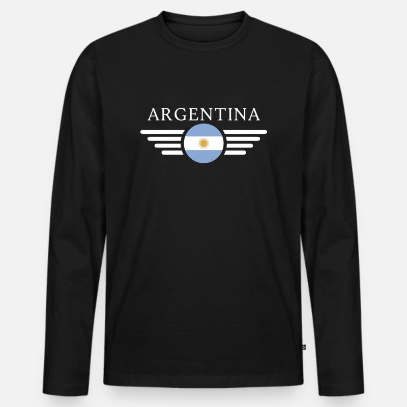 Argentinien Flagge - Männer Premium Bio Langarmshirt - Schwarz