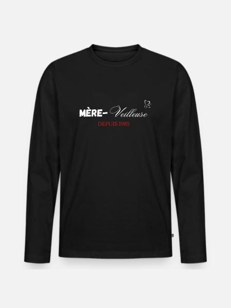Mère veilleuse depuis 1985 - T-shirt manches longues Premium bio Homme - noir