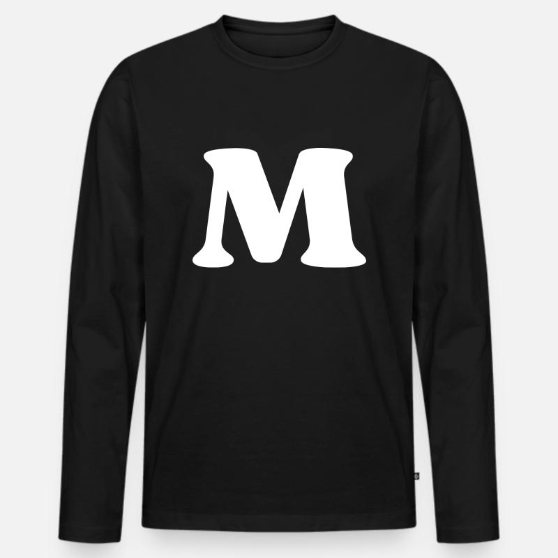 Buchstabe m - Männer Premium Bio Langarmshirt - Schwarz