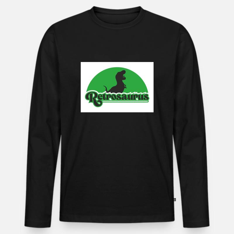 Retrosaurus - Männer Premium Bio Langarmshirt - Schwarz