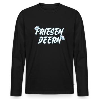 Friesen Deern Küstenmädchen Nordsee Nordlicht - Männer Premium Bio Langarmshirt - Schwarz - Vorne - Nico (187cm)