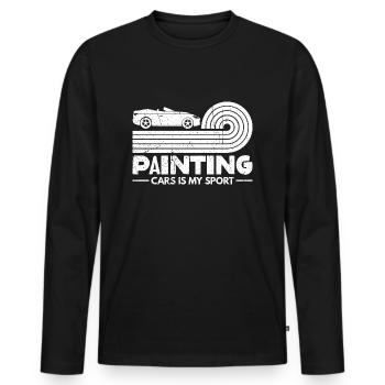 Peindre des voitures est mon sport - cadeau de laque automobile - T-shirt manches longues Premium bio Homme - noir - Devant - Nico (187cm)