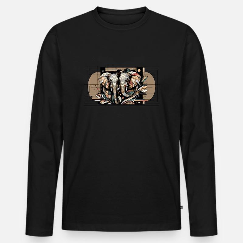 Elefantensymmetrie - Männer Premium Bio Langarmshirt - Schwarz
