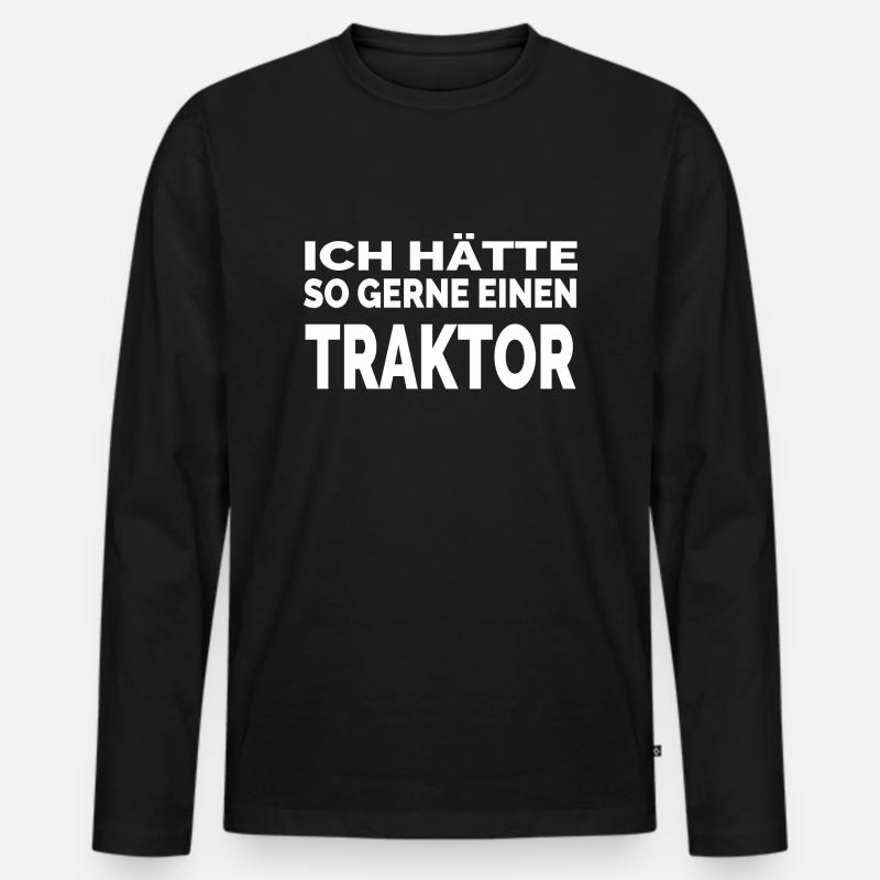Traktor - Männer Premium Bio Langarmshirt - Schwarz