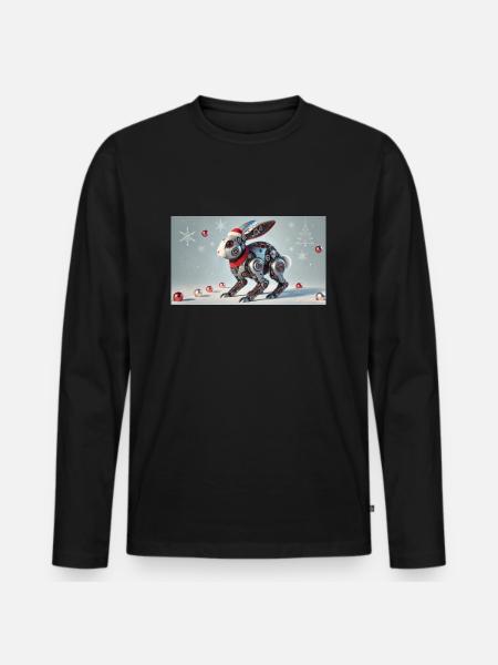 Weihnachtshase - Männer Premium Bio Langarmshirt - Schwarz