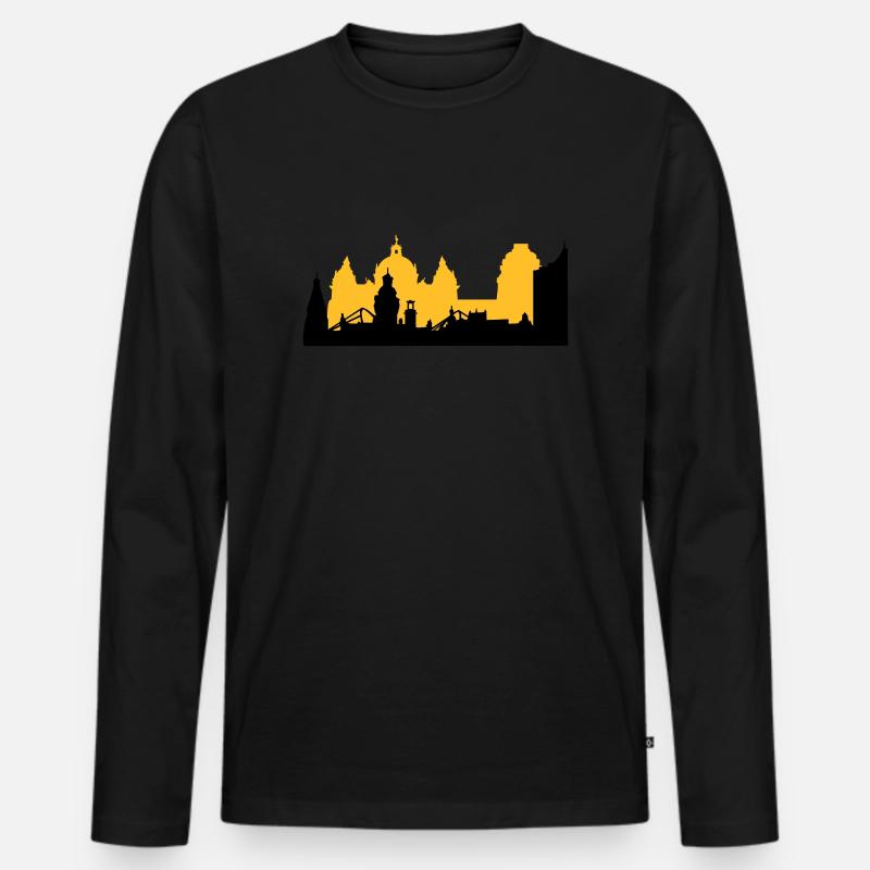 Leipzig Skyline - Männer Premium Bio Langarmshirt - Schwarz