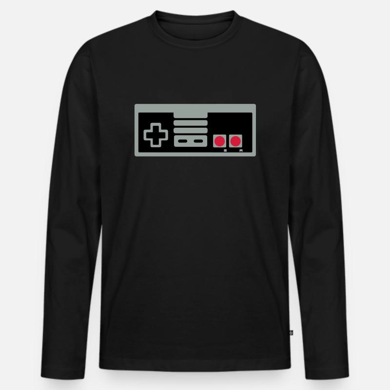 Super Retro Controller - Männer Premium Bio Langarmshirt - Schwarz