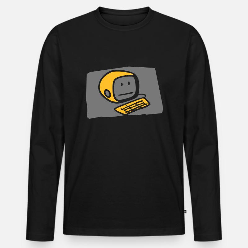 computer2_c - Männer Premium Bio Langarmshirt - Schwarz