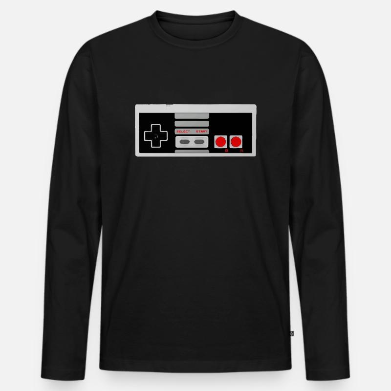 Oldstyl Konsole - Männer Premium Bio Langarmshirt - Schwarz