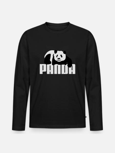 Pandabär - Männer Premium Bio Langarmshirt - Schwarz