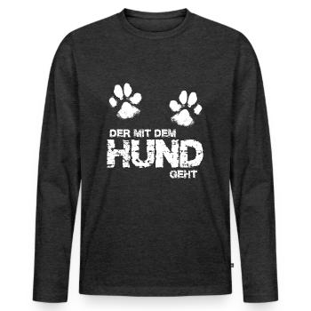 Le chien va 3 - T-shirt manches longues Premium bio Homme - anthracite chiné - Devant - Nico (187cm)