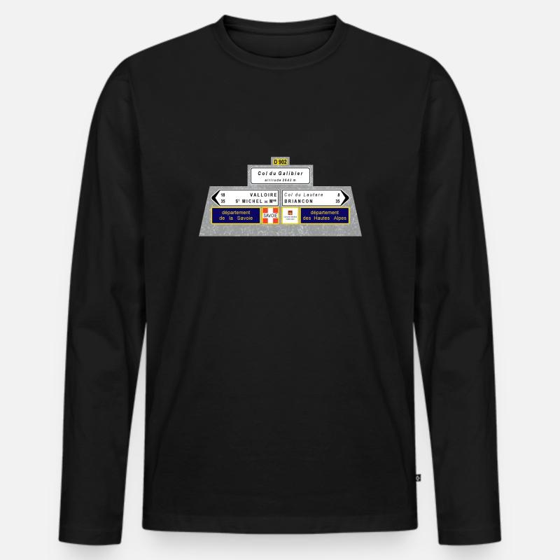 Col du Galibier - Männer Premium Bio Langarmshirt - Schwarz