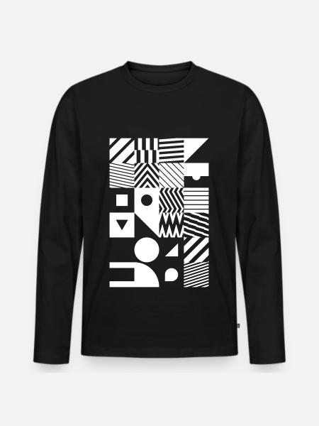 Minimal Muster Abstrakt - Männer Premium Bio Langarmshirt - Schwarz