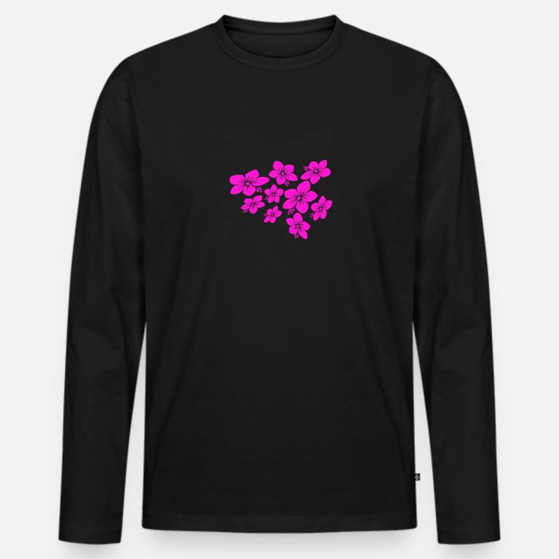 blumen - Männer Premium Bio Langarmshirt - Schwarz