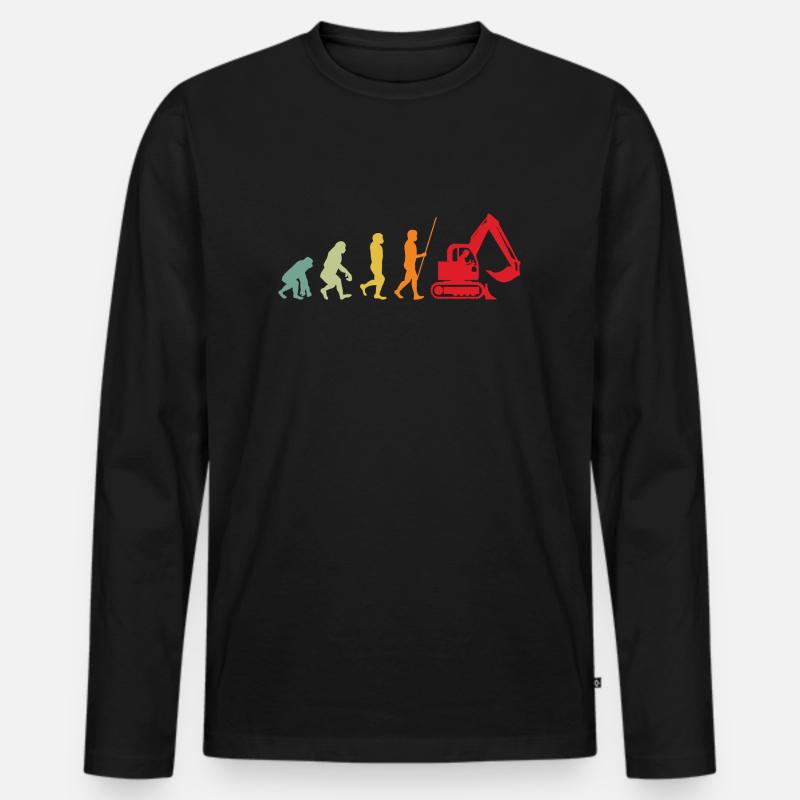 Baggerführer Evolution Bagger Baggerfahrer - Männer Premium Bio Langarmshirt - Schwarz