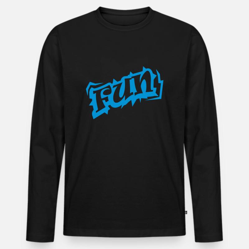 Fun Wort Text Logo - Männer Premium Bio Langarmshirt - Schwarz