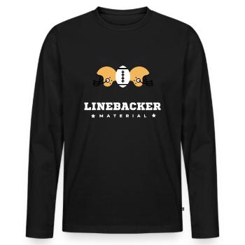 American Football, Linebacker Material - Männer Premium Bio Langarmshirt - Schwarz - Vorne - Nico (187cm)