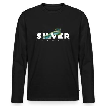 Silberner Arowana Monster Fischhüter - Männer Premium Bio Langarmshirt - Schwarz - Vorne - Nico (187cm)