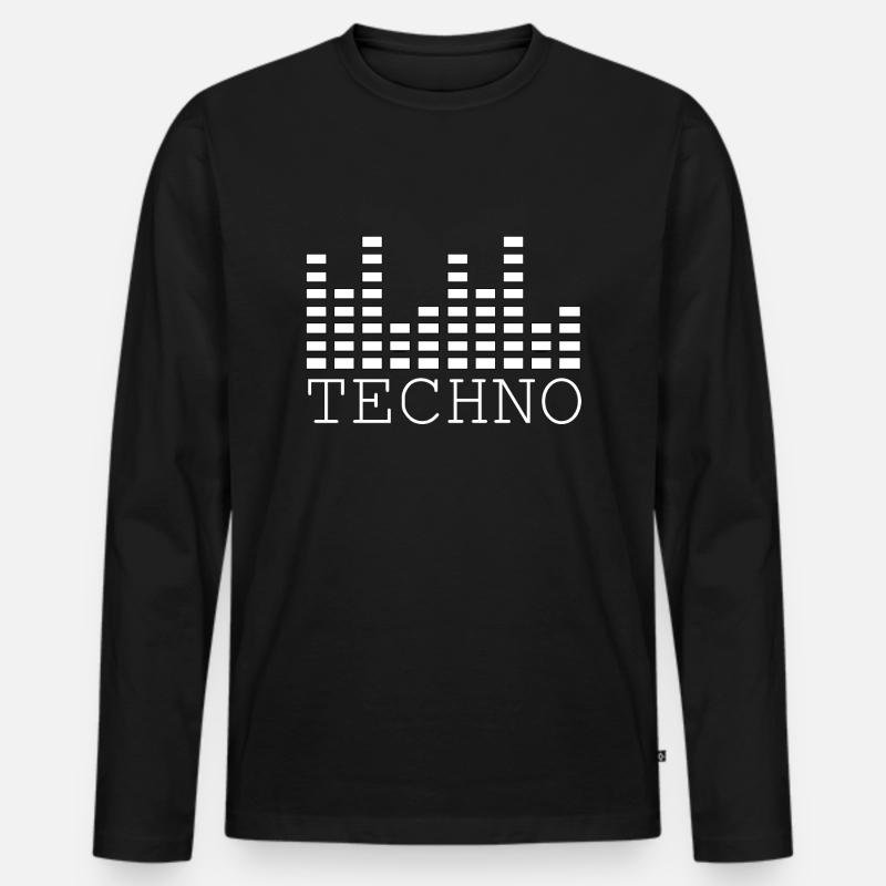Techno-Musik - Männer Premium Bio Langarmshirt - Schwarz
