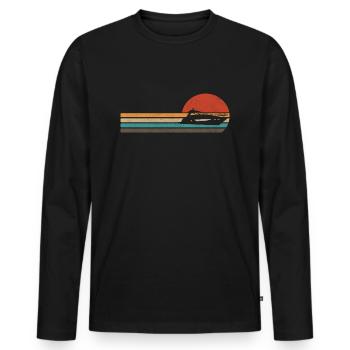 Motorboot Boot Vintage Kapitän Retro - Männer Premium Bio Langarmshirt - Schwarz - Vorne - Nico (187cm)