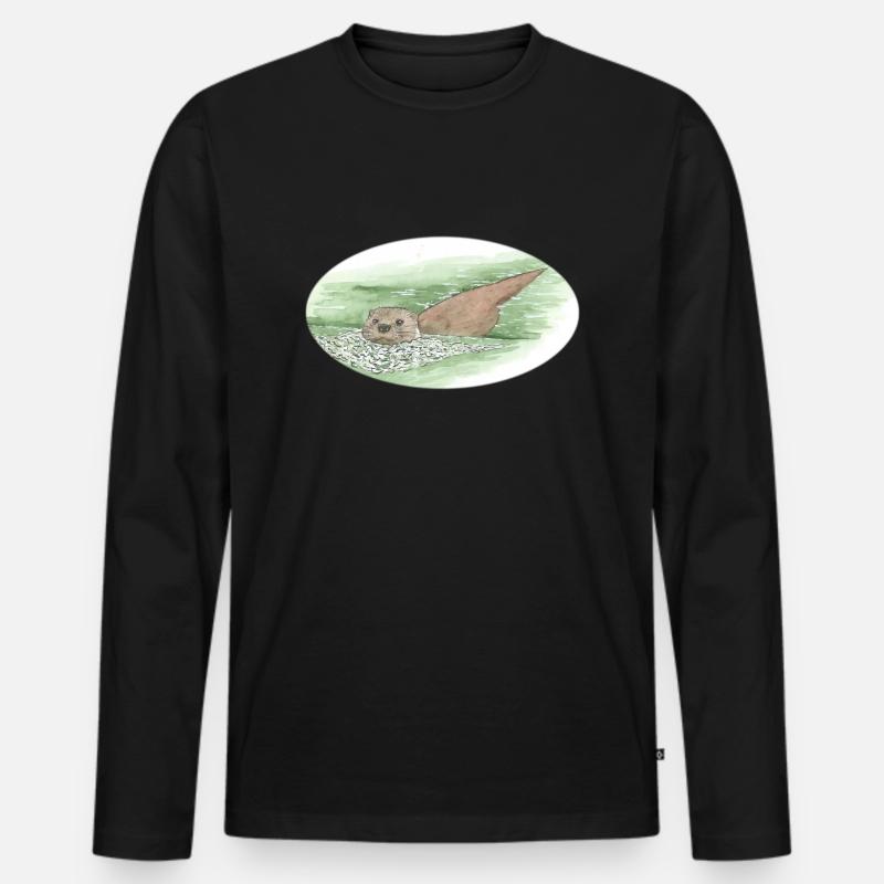 Otter 3 28 12 2022 - Männer Premium Bio Langarmshirt - Schwarz