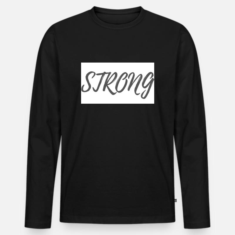 STRONG Schriftzug - Männer Premium Bio Langarmshirt - Schwarz